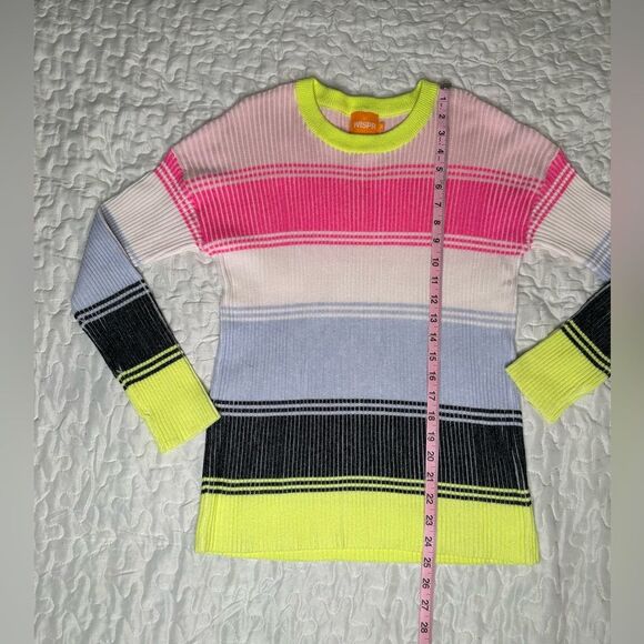 WISPR By Brodie Neon Pastel Colorblock Ribbed Knit Crewneck Striped Sweater M - Picture 8 of 10